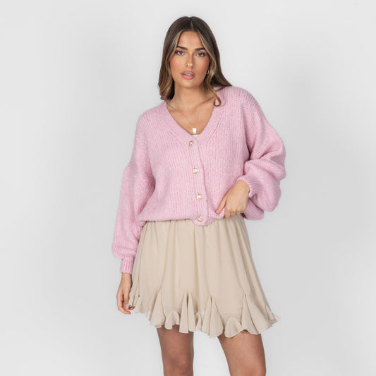 CozyGlam Oversize V-Cardigan Kurz
