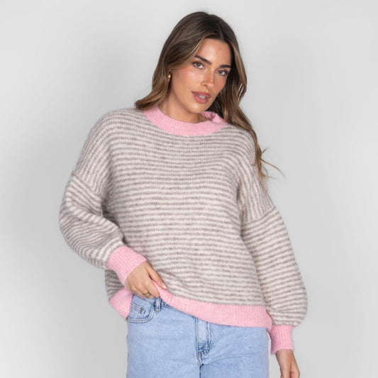 Sanfter Glanz Streifen Pullover