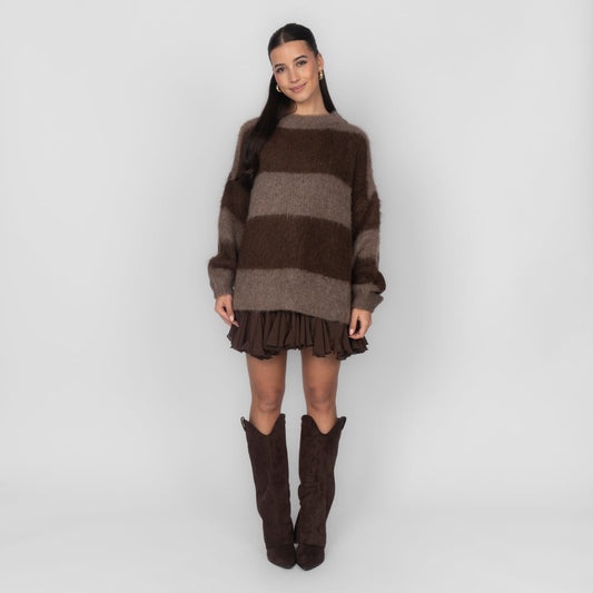 Ultra Weicher Gestreifter Langer Pullover