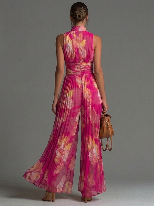 ZsĂłfia Jumpsuit | Plissierter Chiffon-Overall in Rosa