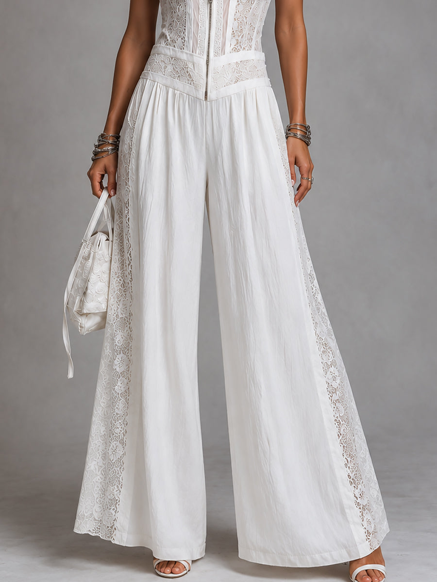 LENA – Eleganter Jumpsuit mit weitem Bein und Spitzendetails