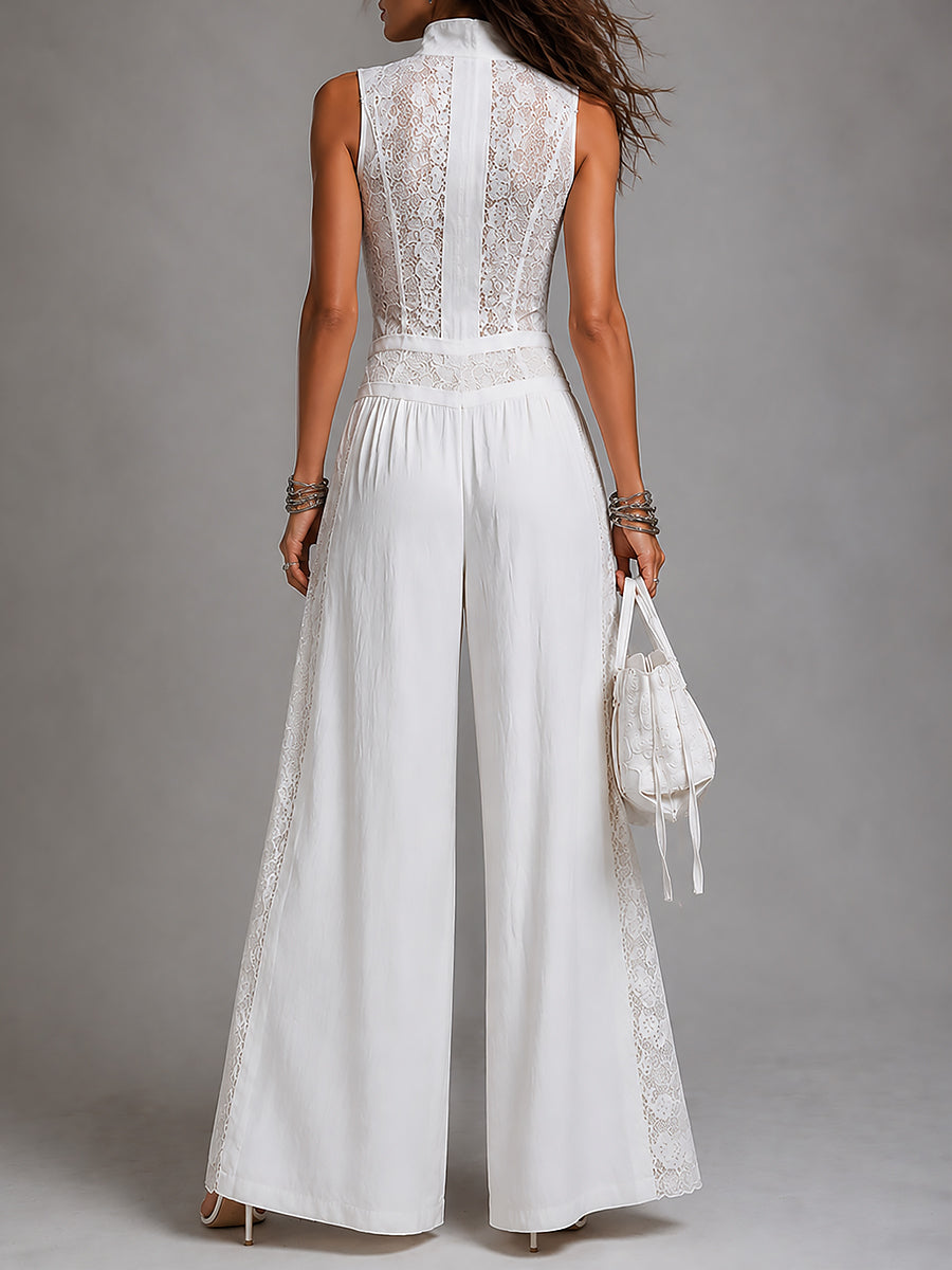 LENA – Eleganter Jumpsuit mit weitem Bein und Spitzendetails