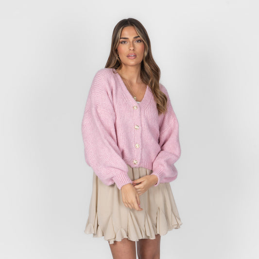 CozyGlam Oversize V-Cardigan Kurz