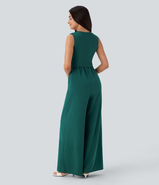Ärmelloser Jumpsuit mit V-Ausschnitt