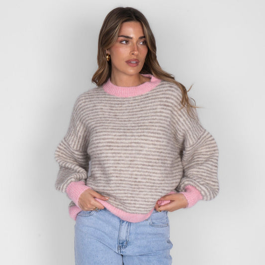 Sanfter Glanz Streifen Pullover