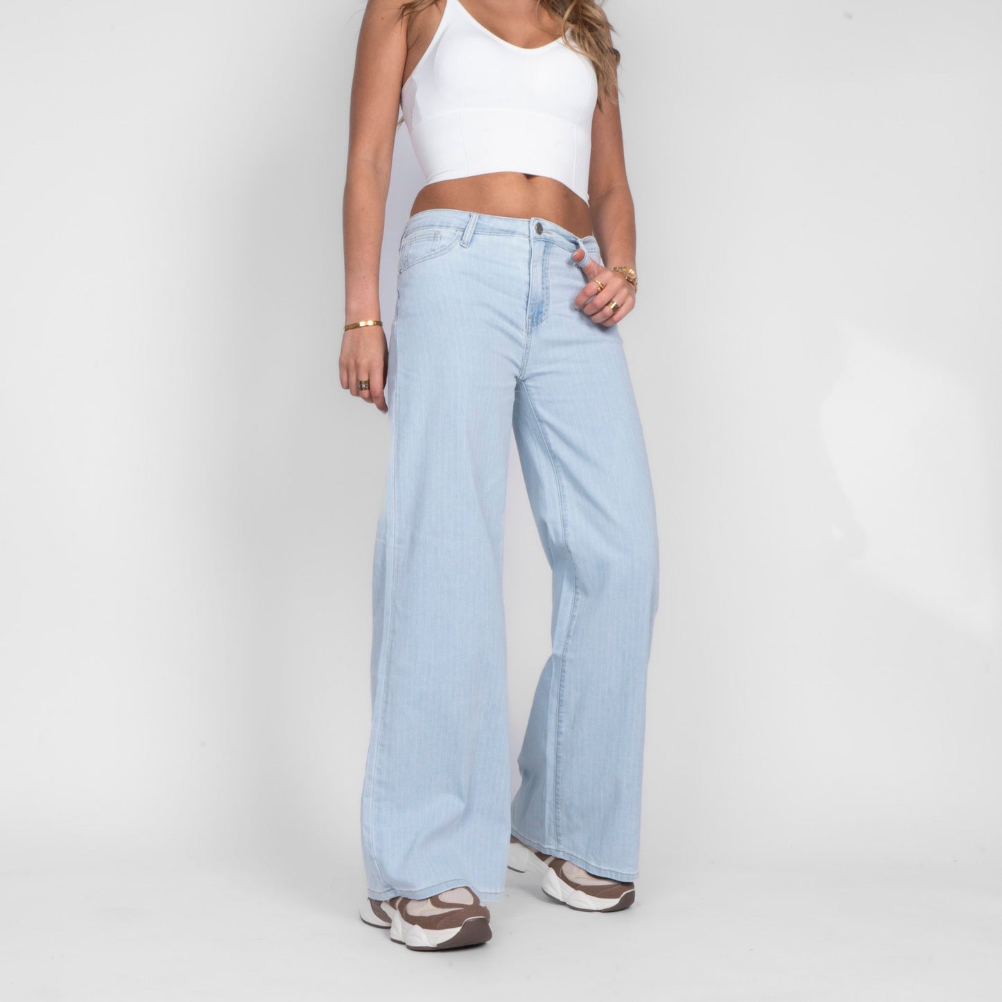 Weiche Streifen Gerade Jeans
