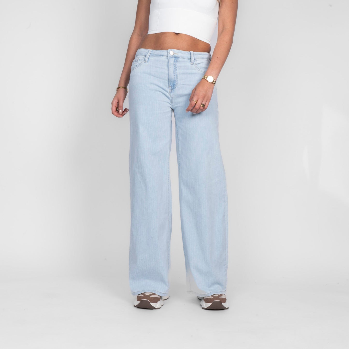 Weiche Streifen Gerade Jeans