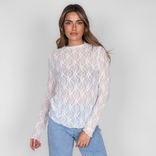 Blumen-Spitzen Langarmshirt