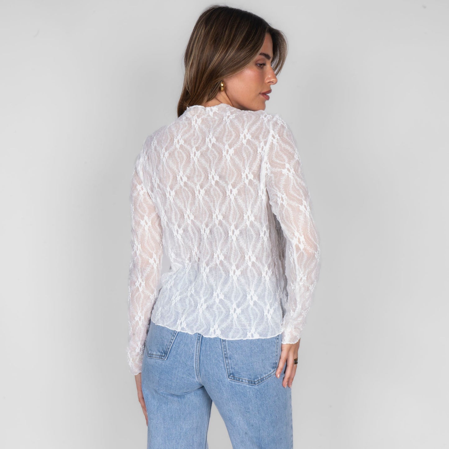 Blumen-Spitzen Langarmshirt