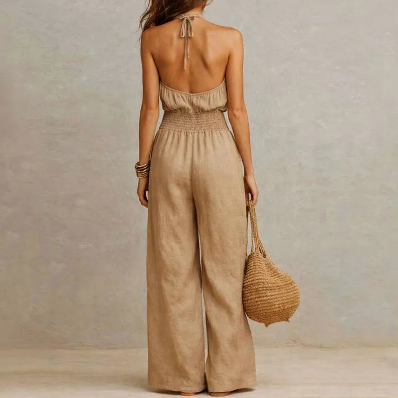 Eleganter Chiffon-Overall | Weites Bein, Hohe Taille