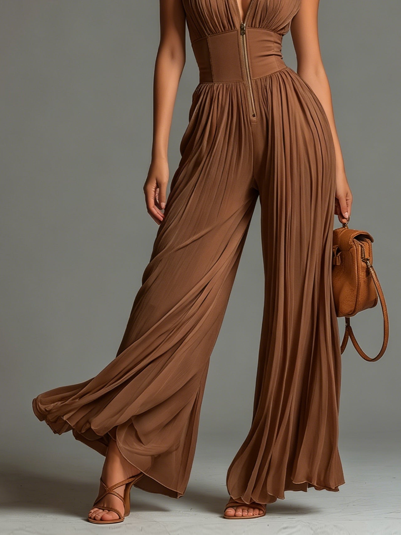 Luna — Eleganter Chiffon-Overall mit weitem Bein