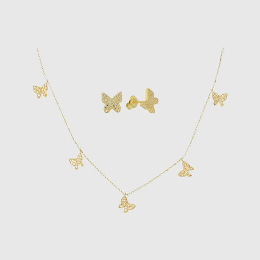 Butterfly Chain & Butterfly Ohrring Set