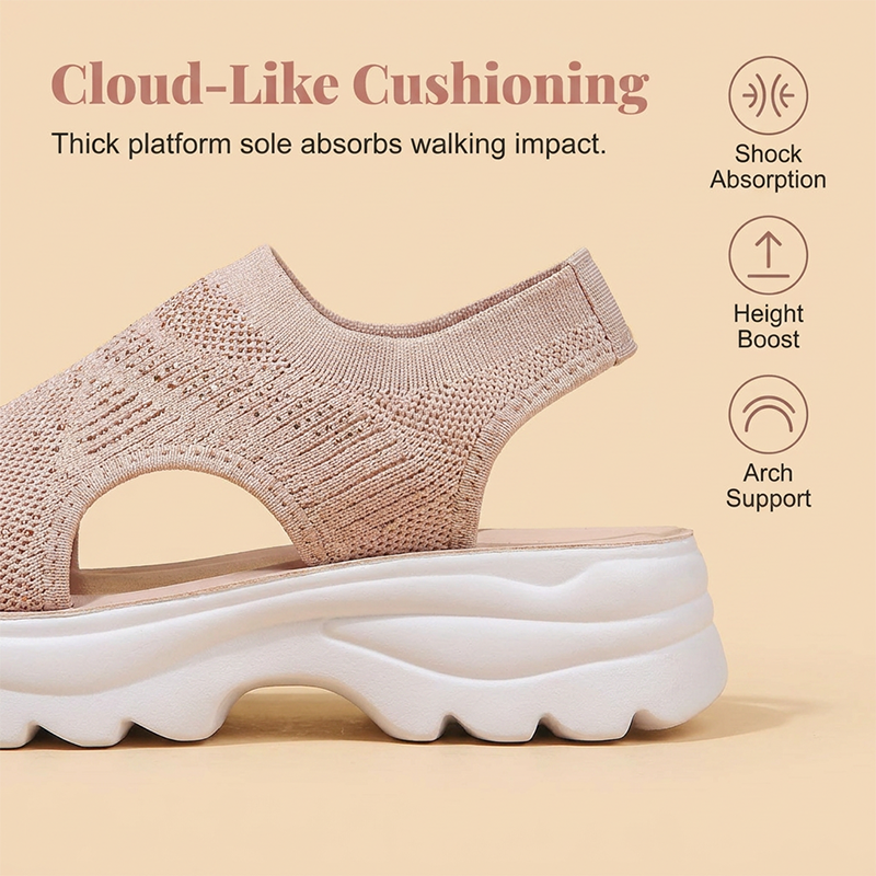 Damen-Plateausandalen aus atmungsaktivem Mesh