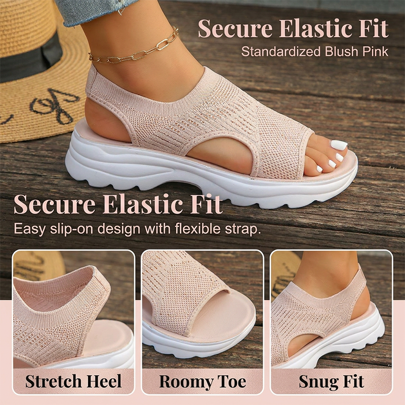 Damen-Plateausandalen aus atmungsaktivem Mesh