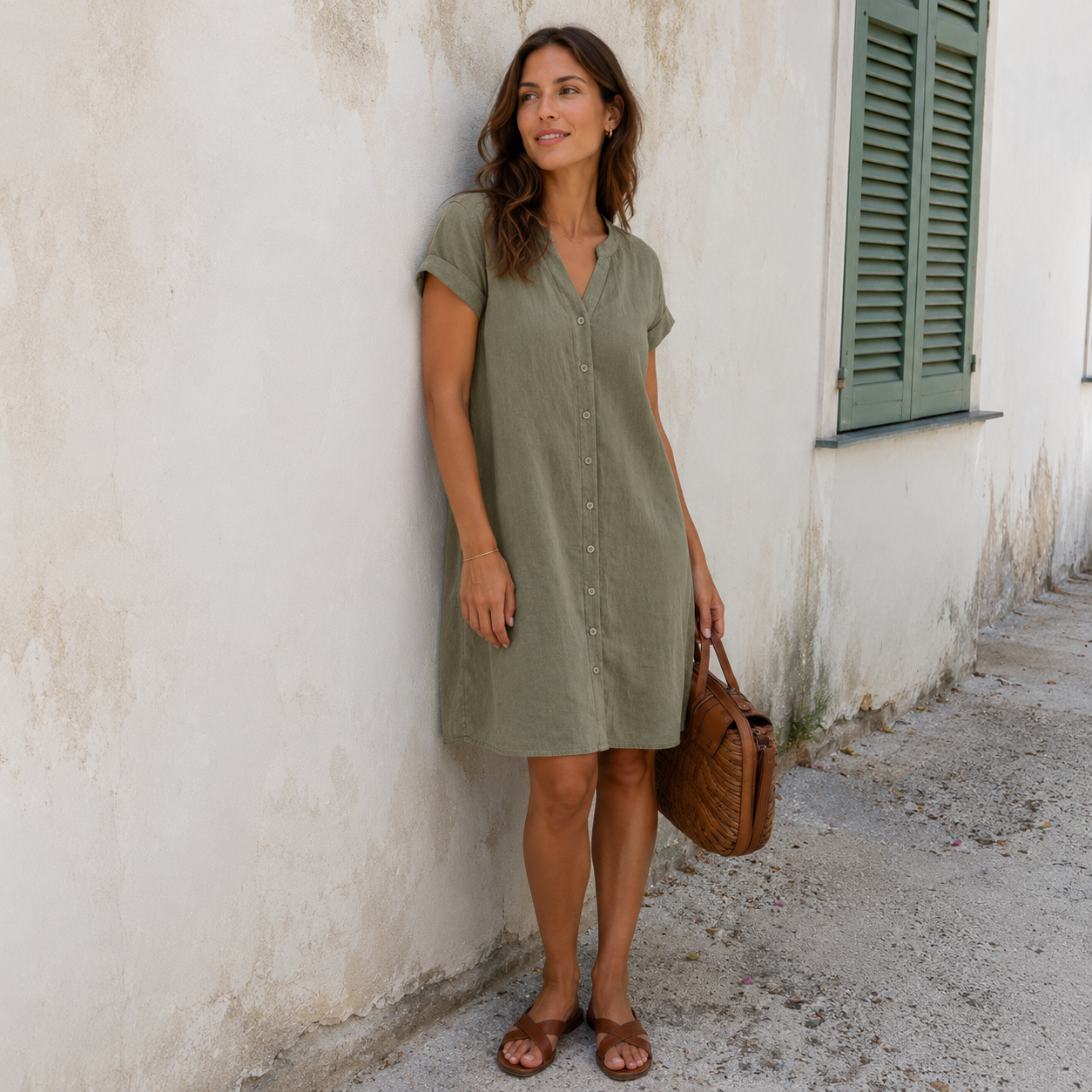 Tess | Elegantes und bequemes Leinen-Hemdblusenkleid